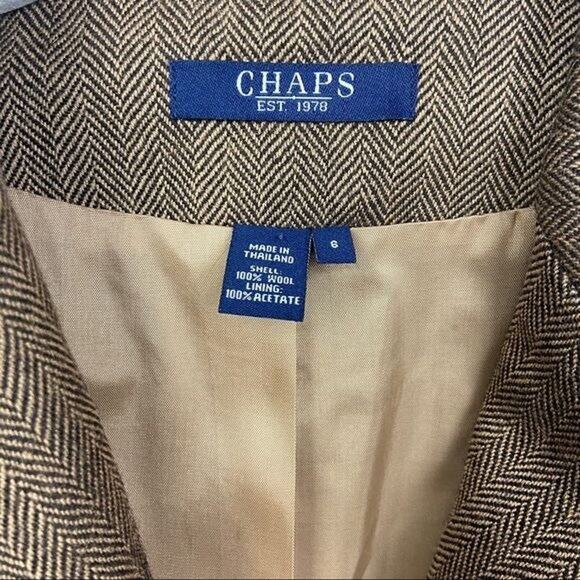 Women’s 100% Wool Blazer Herringbone Chaps Size 6 - Picture 2 of 3